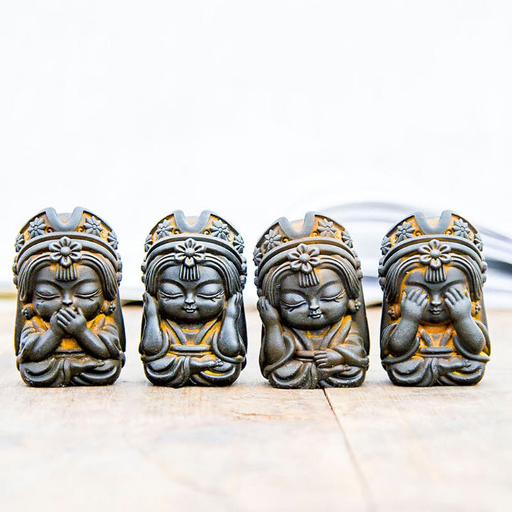 Buddha Stones Handmade Zakiram Iron Powder Rust Cast Resin Statue Zen Home Decoration - image 3