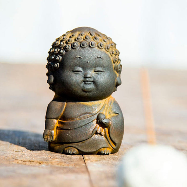 Buddha Stones Small Standing Lying Sitting Cute Buddha Iron Powder Rust Cast Resin Statue Home Decoration