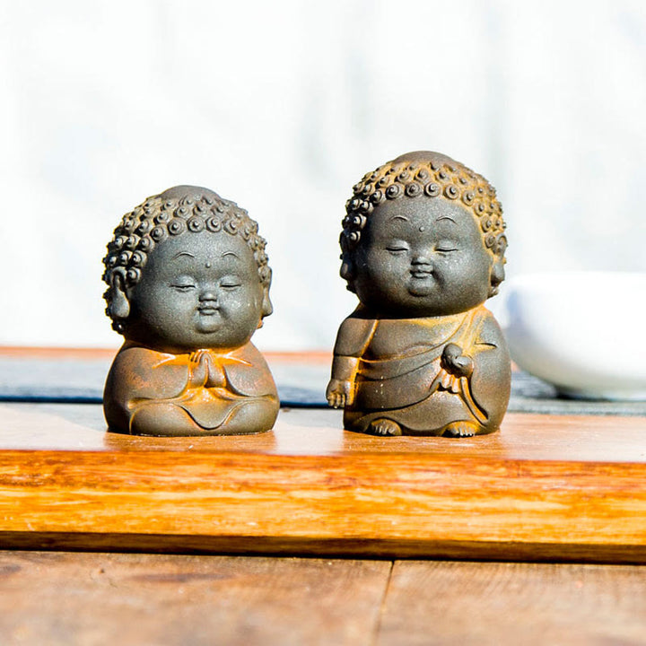 Buddha Stones Small Standing Lying Sitting Cute Buddha Iron Powder Rust Cast Resin Statue Home Decoration