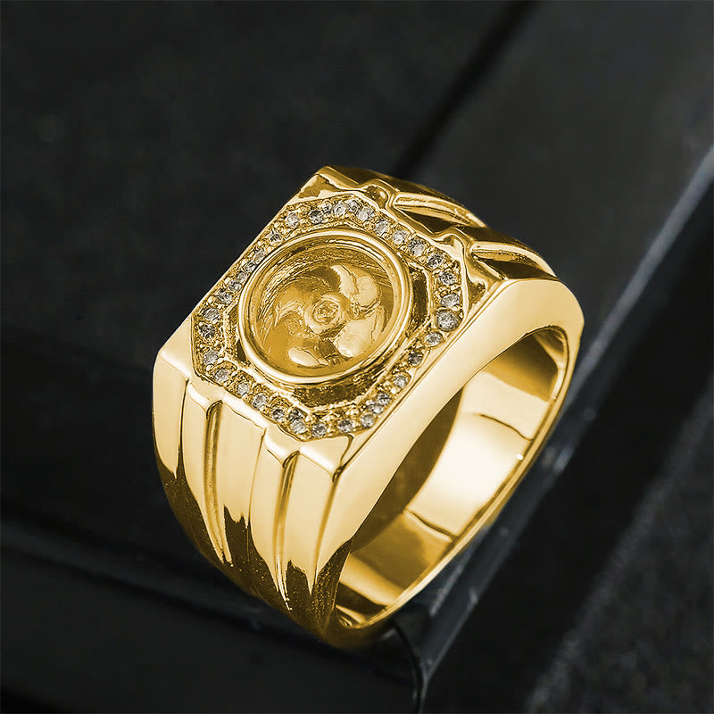 Buddha Stones Gold Plated Copper Brass Windmill Healing Ring