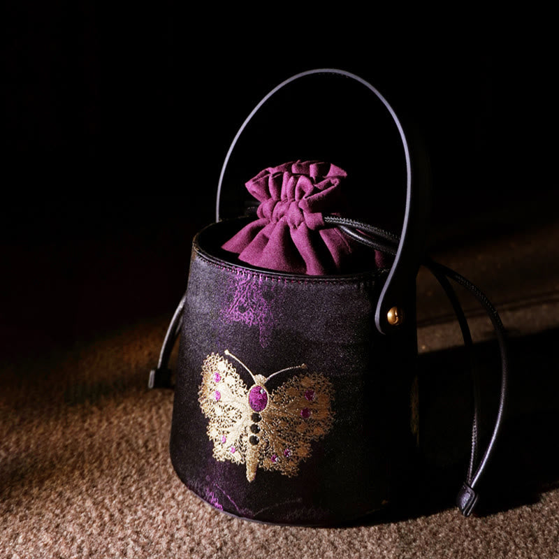 Buddha Stones Butterfly Song Brocade Crossbody Bag Shoudler Bag