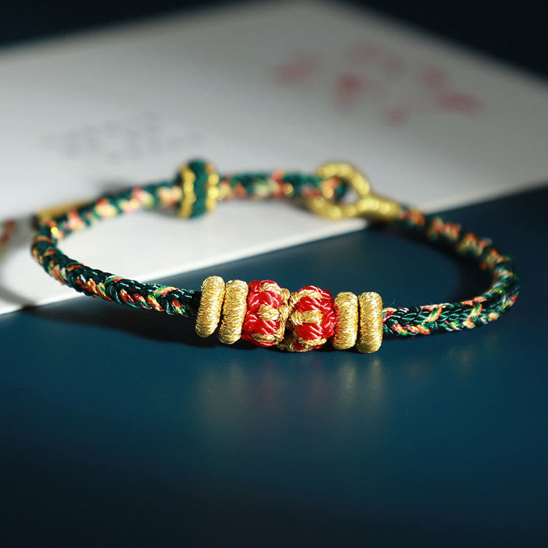 Buddha Stones Chinese Zodiac Natal Buddha Colorful Strings Luck Bracelet