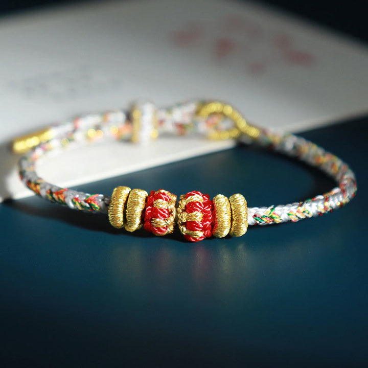 Buddha Stones Chinese Zodiac Natal Buddha Colorful Strings Luck Bracelet