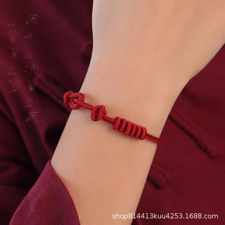 Buddha Stones Red String Eight Stranded Rope Strength Bracelet