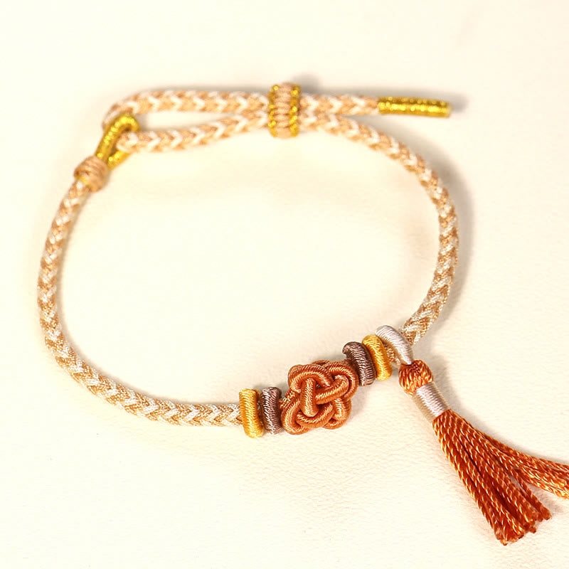 Buddha Stones Colorful String Peach Blossom Knot Tassels Protection Bracelet