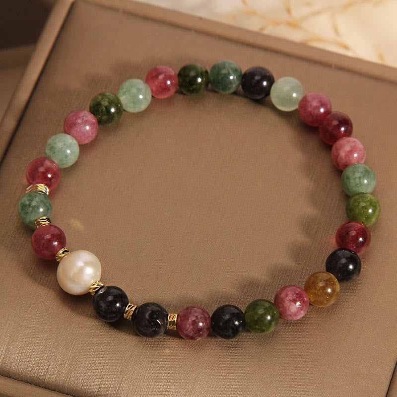 Buddha Stones Tourmaline Pearl Wisdom Bracelet