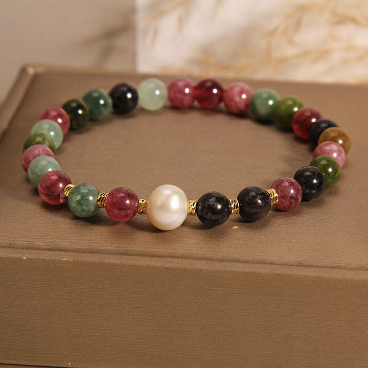 Buddha Stones Tourmaline Pearl Wisdom Bracelet