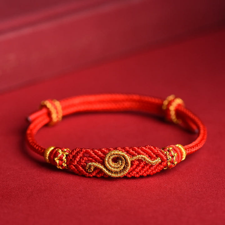 Buddha Stones Handmade Red String Eight Thread Peace Knot Year Of The Snake Protection Luck Braided Bracelet