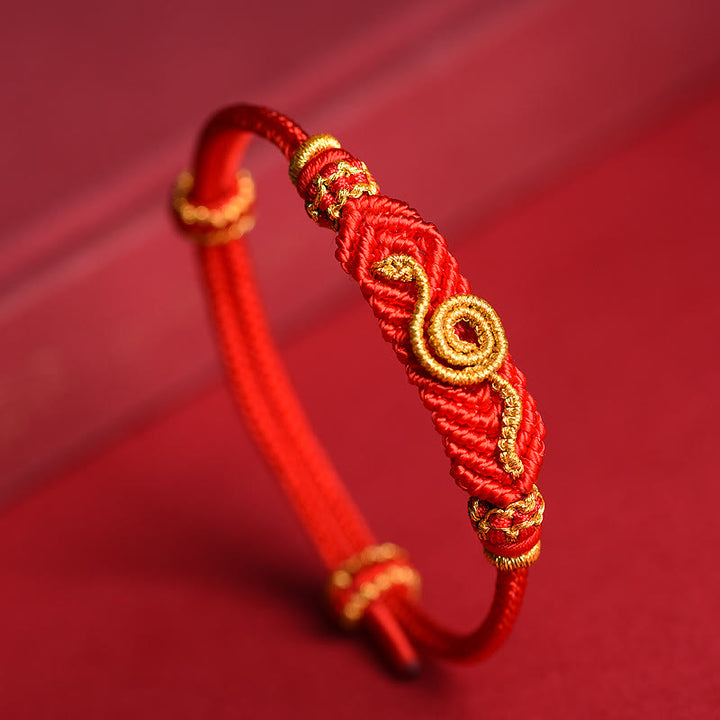 Buddha Stones Handmade Red String Eight Thread Peace Knot Year Of The Snake Protection Luck Braided Bracelet