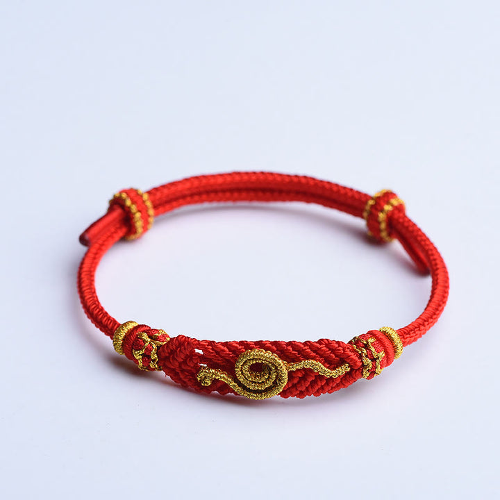 Buddha Stones Handmade Red String Eight Thread Peace Knot Year Of The Snake Protection Luck Braided Bracelet