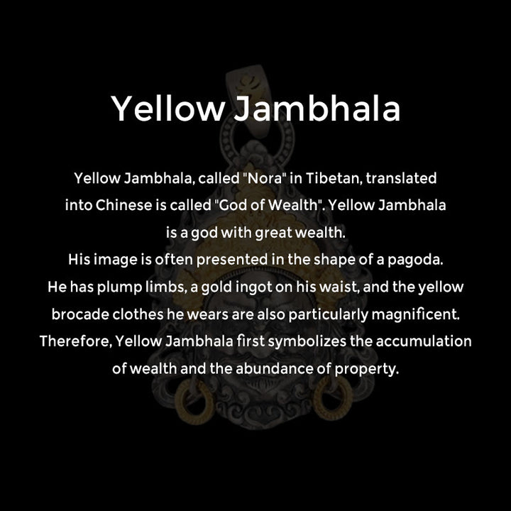 Buddha Stones 925 Sterling Silver Tibetan Yellow Jambhala God of Wealth Protection Necklace Pendant