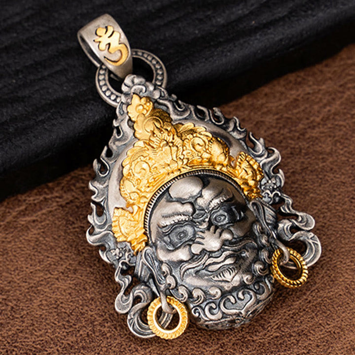 Buddha Stones 925 Sterling Silver Tibetan Yellow Jambhala God of Wealth Protection Necklace Pendant