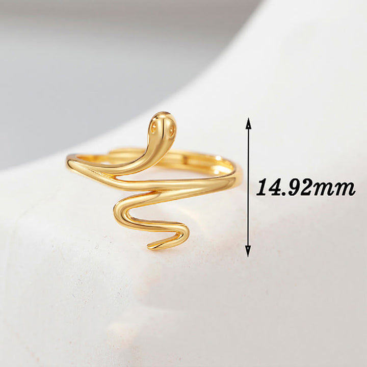 Buddha Stones 925 Sterling Silver Golden Snake Year Of The Snake Calm Balance Adjustable Ring