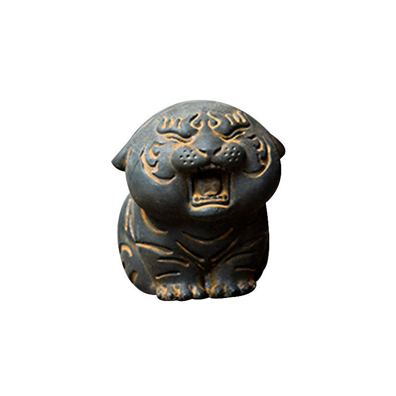 Buddha Stones Mini Cute Tiger Iron Powder Rust Cast Resin Statue Home Decoration