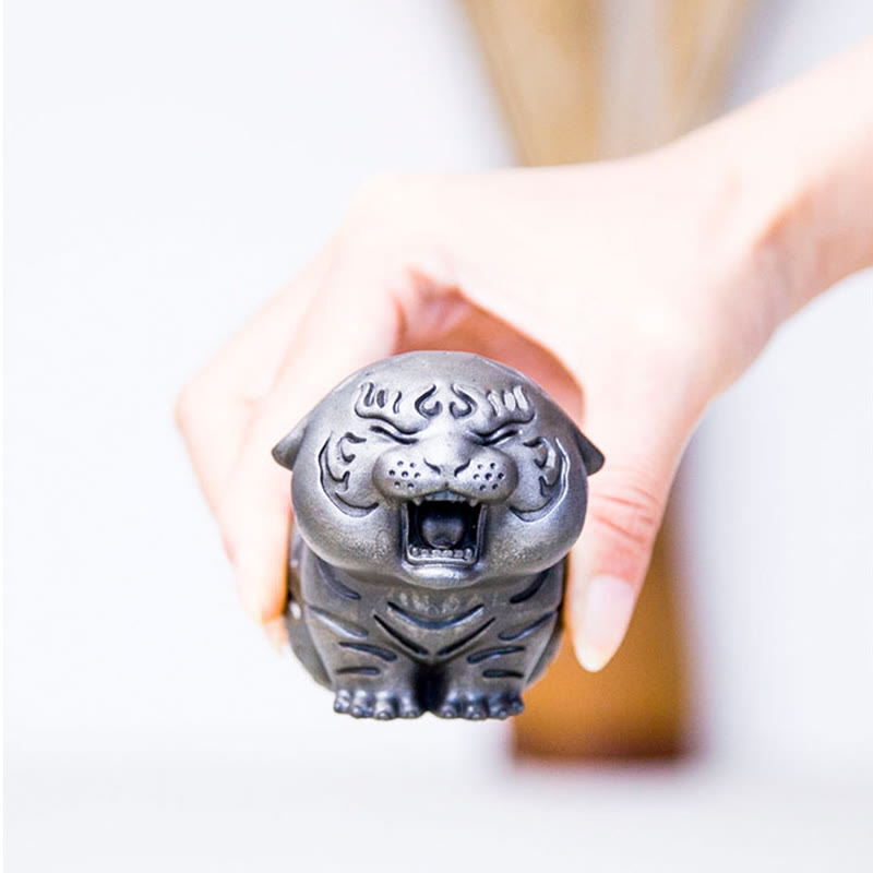 Buddha Stones Mini Cute Tiger Iron Powder Rust Cast Resin Statue Home Decoration