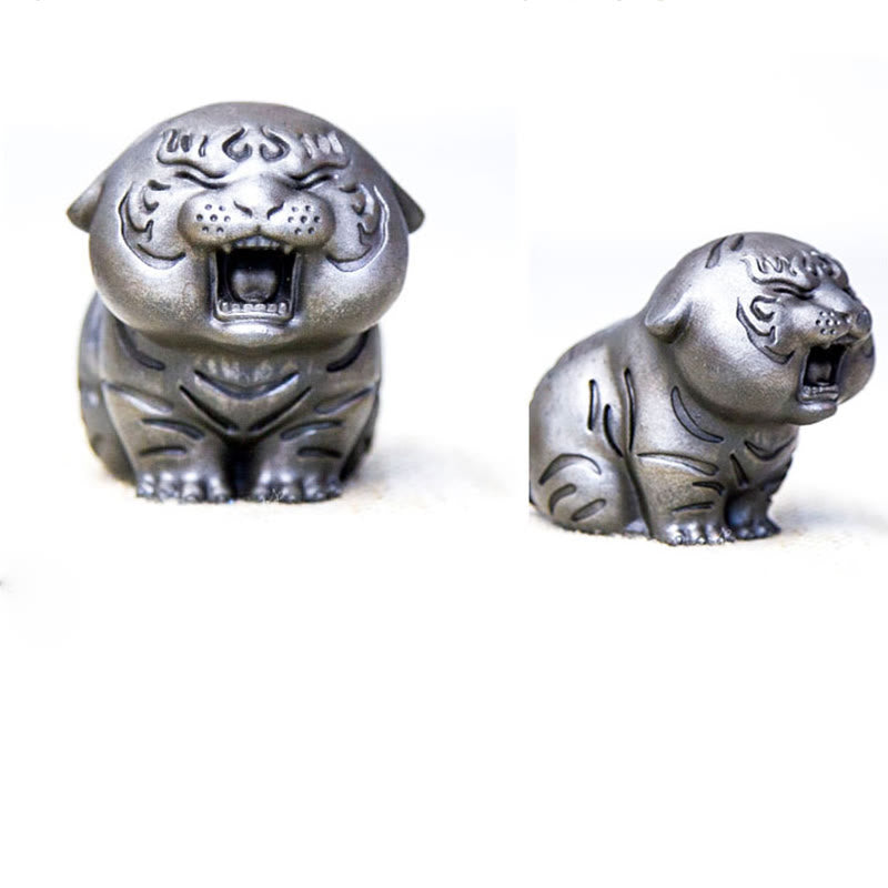 Buddha Stones Mini Cute Tiger Iron Powder Rust Cast Resin Statue Home Decoration