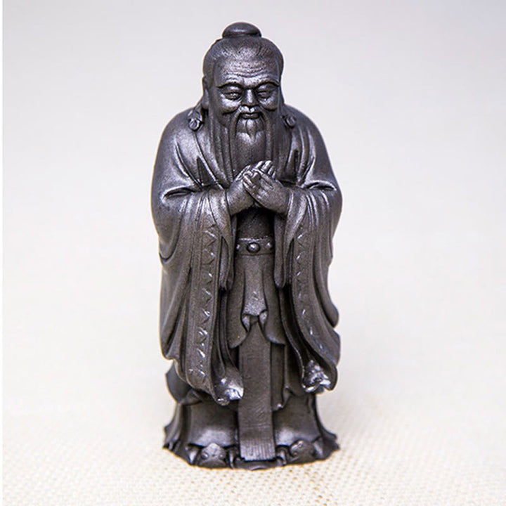 Buddha Stones Handmade Confucius Iron Powder Rust Cast Resin Statue Home Decoration