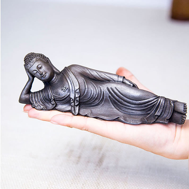 Buddha Stones Reclining Buddha Shakyamuni Iron Powder Rust Cast Resin Statue Home Decoration - image 26