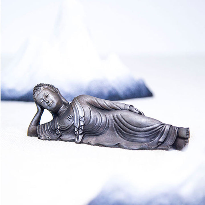 Buddha Stones Reclining Buddha Shakyamuni Iron Powder Rust Cast Resin Statue Home Decoration - image 25