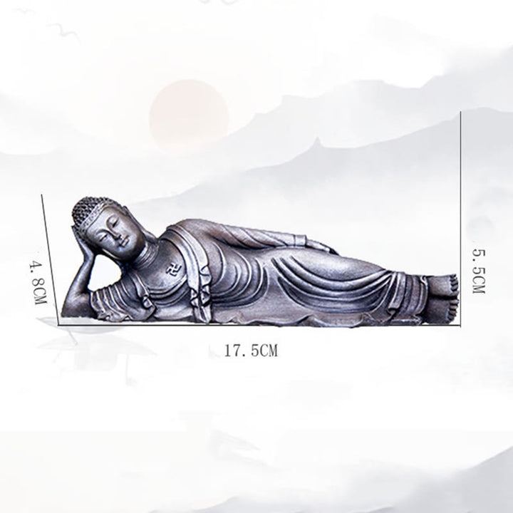 Buddha Stones Reclining Buddha Shakyamuni Iron Powder Rust Cast Resin Statue Home Decoration