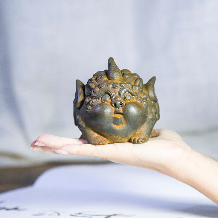 Buddha Stones Handmade Wealth PiXiu Iron Powder Rust Cast Resin Statue Home Decoration - image 4