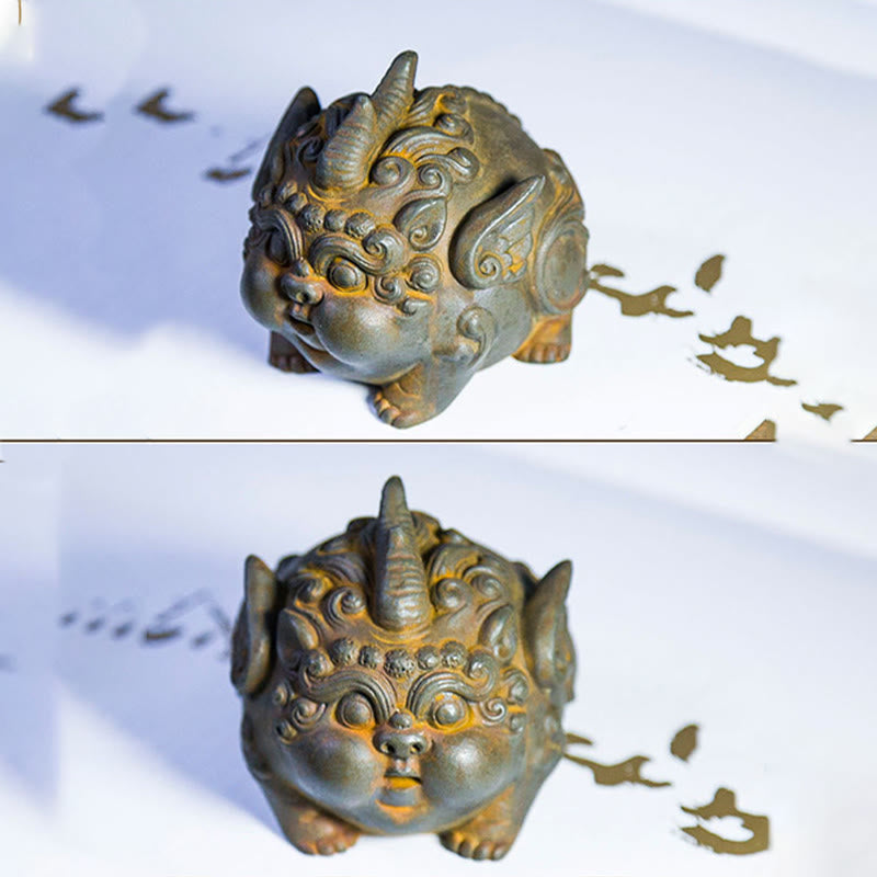 Buddha Stones Handmade Wealth PiXiu Iron Powder Rust Cast Resin Statue Home Decoration - image 11