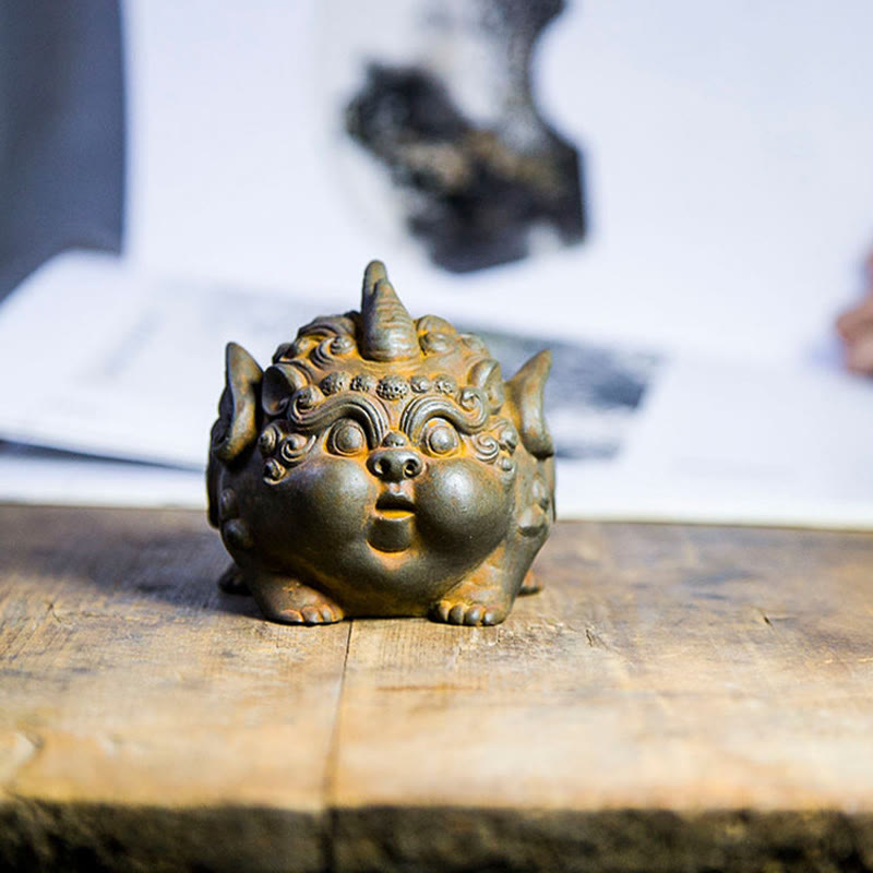 Buddha Stones Handmade Wealth PiXiu Iron Powder Rust Cast Resin Statue Home Decoration - image 9