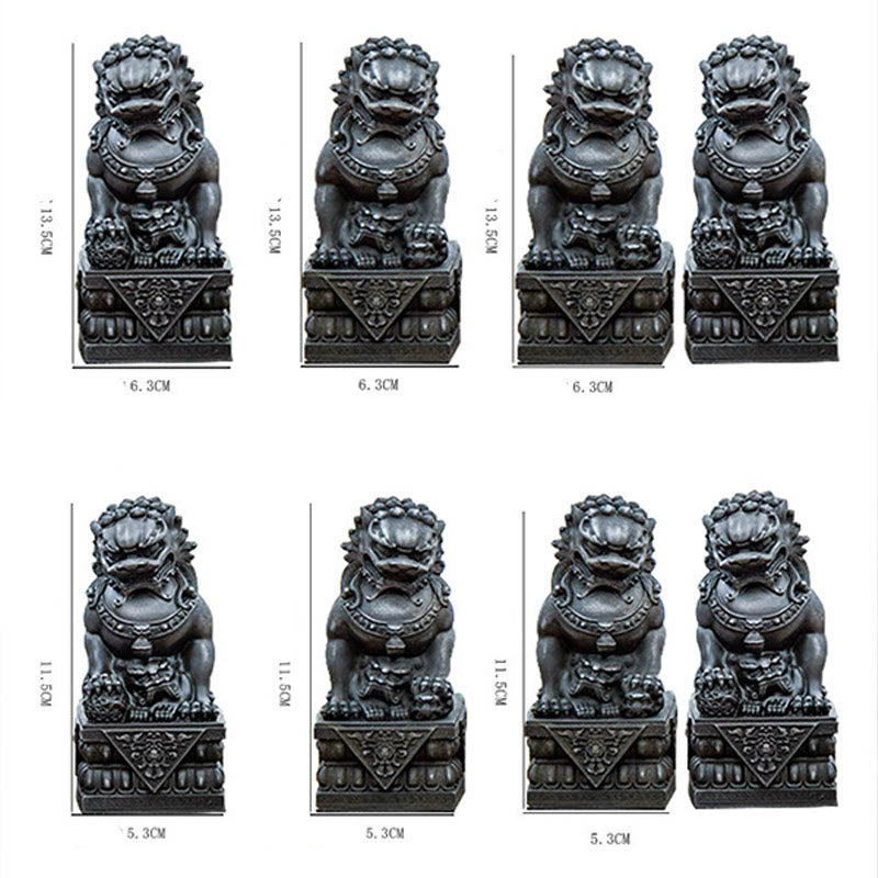 Buddha Stones Handmade Lion Fu Foo Dogs Iron Powder Rust Cast Resin Statue Ward Off Evil Protection Home Decoration - image 25