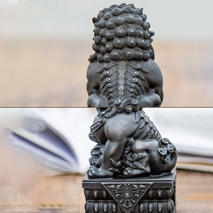 Buddha Stones Handmade Lion Fu Foo Dogs Iron Powder Rust Cast Resin Statue Ward Off Evil Protection Home Decoration - image 12