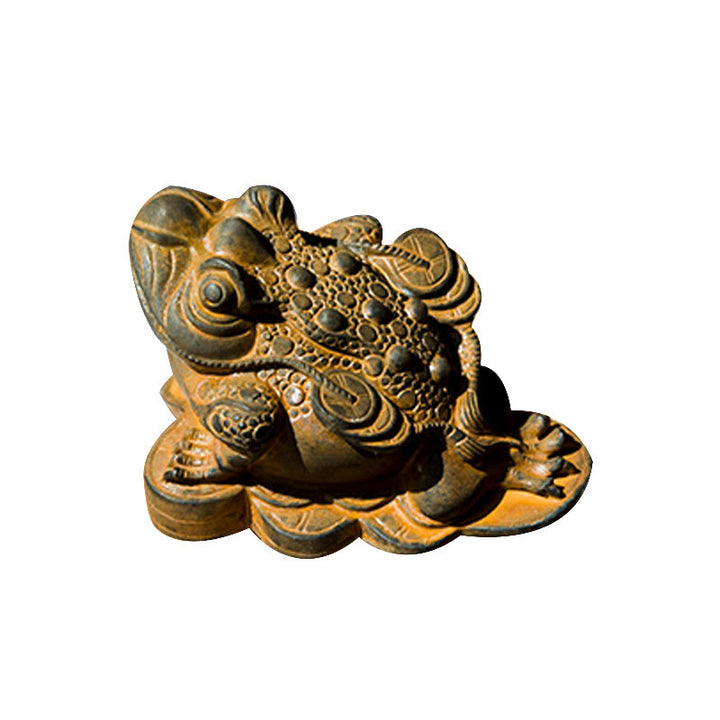 Buddha Stones Handmade Feng Shui Frog Toad Copper Coins Iron Powder Rust Cast Resin Statue Home Decoration