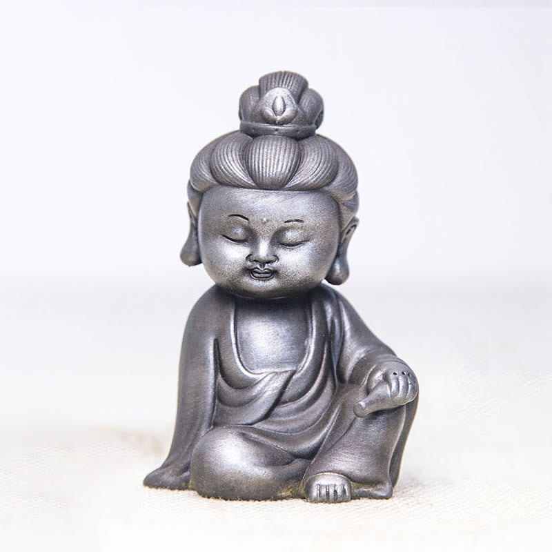 Buddha Stones Handmade Ksitigarbha Kwan Yin Guanyin Avalokitesvara Tathagata Iron Powder Rust Cast Resin Statue Home Decoration - Polished Version - Avalokitesvara 12.5*8.3*6.5cm - image 24