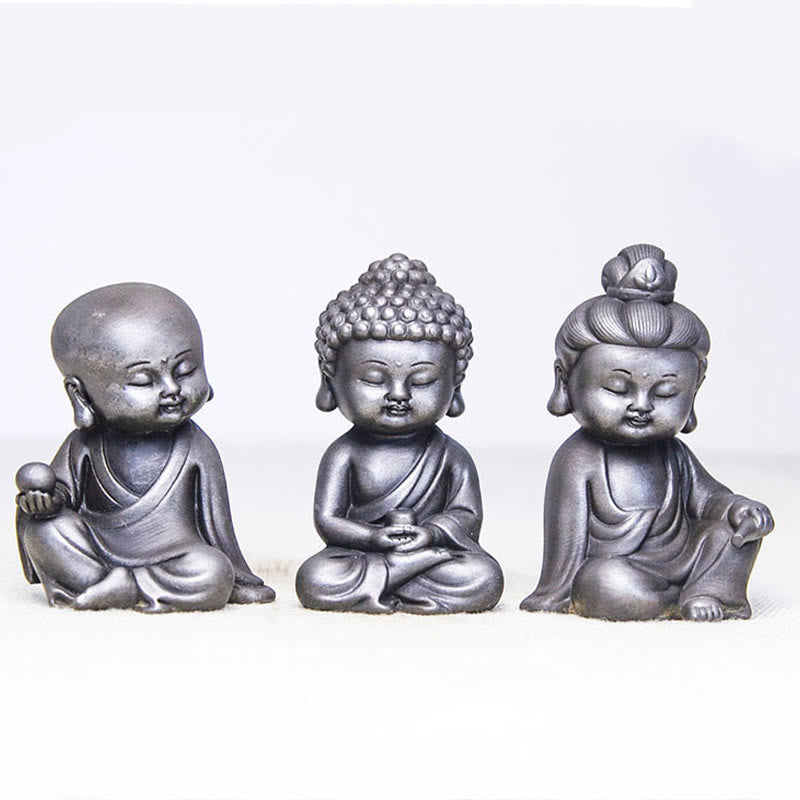 Buddha Stones Handmade Ksitigarbha Kwan Yin Guanyin Avalokitesvara Tathagata Iron Powder Rust Cast Resin Statue Home Decoration