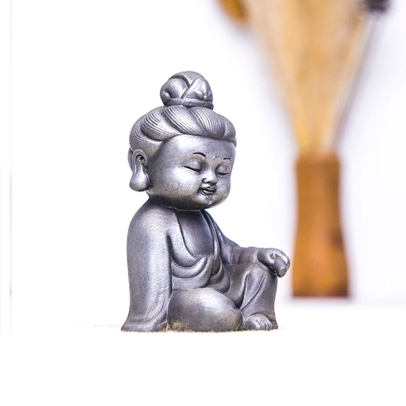 Buddha Stones Handmade Ksitigarbha Kwan Yin Guanyin Avalokitesvara Tathagata Iron Powder Rust Cast Resin Statue Home Decoration