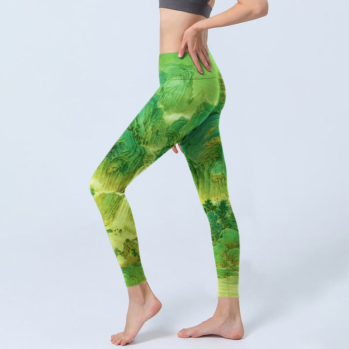 Buddha Stones Mountain River Lanscape Print Gym Leggings Women's Yoga Pants - image 2