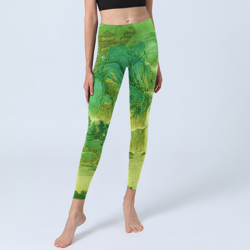 Buddha Stones Mountain River Lanscape Print Gym Leggings Women's Yoga Pants - image 6
