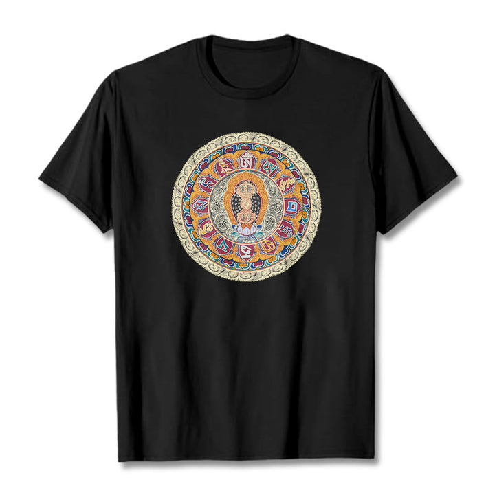 Buddha Stones Dorje Vajra Mandala Buddha Cotton Tee T-shirt - Black - 2XL - image 3