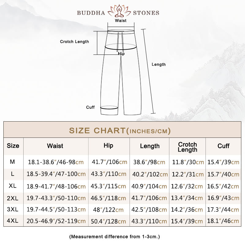 Buddha Stones Men's Solid Color Cotton Linen Casual Drawstring Pants With Pockets - image 6