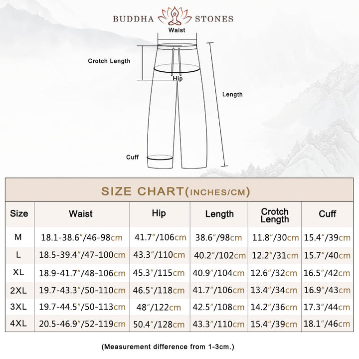 Buddha Stones Men's Solid Color Cotton Linen Casual Drawstring Pants With Pockets - image 6