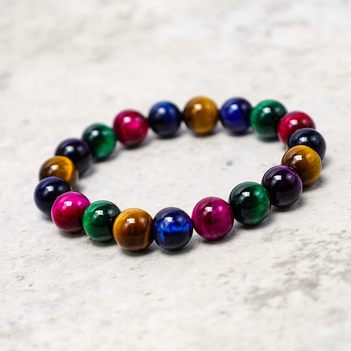 Buddha Stones Various Tiger Eye Confidence Bracelet - Colorful Tiger Eye(Wrist Circumference: 14-16cm) - 12mm - image 73