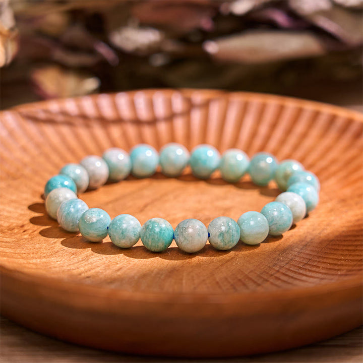 Buddha Stone Various Crystals Malachite Lazurite Lapis Lazuli Hemimorphite Calmness Bracelet - Light Amazonite(Wrist Circumference: 14-16cm) - image 30
