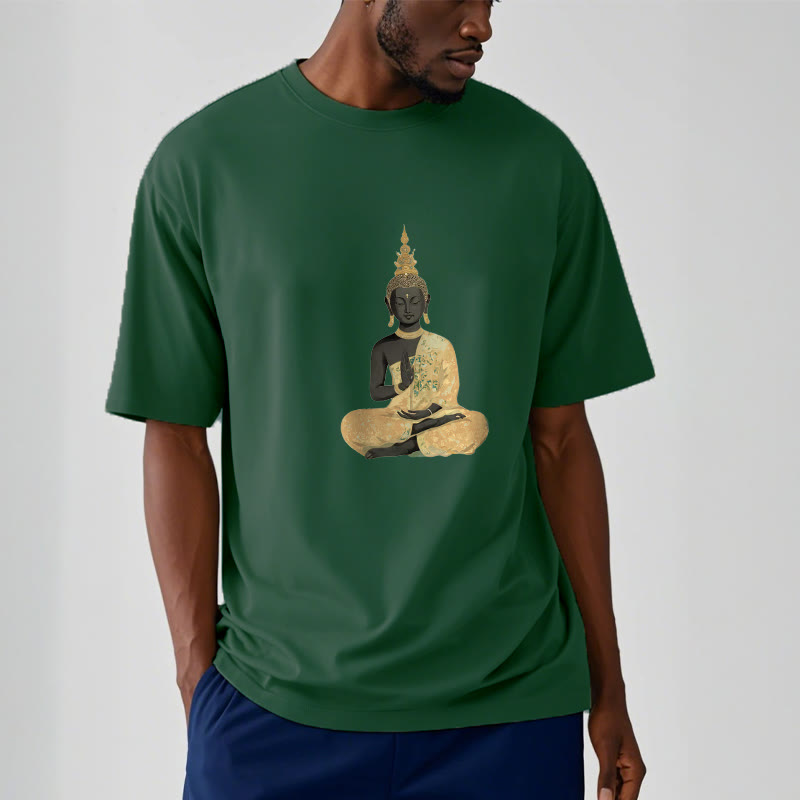 Buddha Stones Meditating Buddha Pattern Cotton Tee T-shirt - image 5