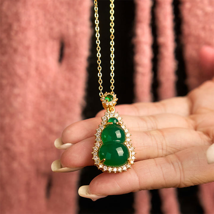 Buddha Stones Green Chalcedony Gourd Pendant