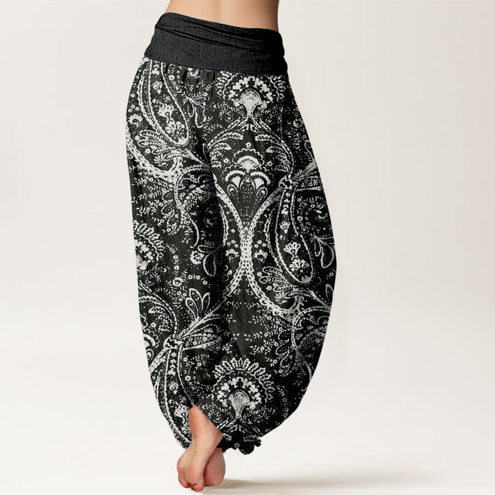 Buddha Stones Flowers Paisley Patterns Women's Elastic Waist Harem Pants