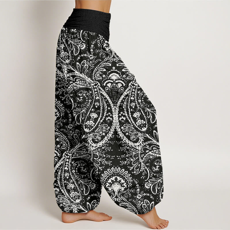 Buddha Stones Flowers Paisley Patterns Women's Elastic Waist Harem Pants