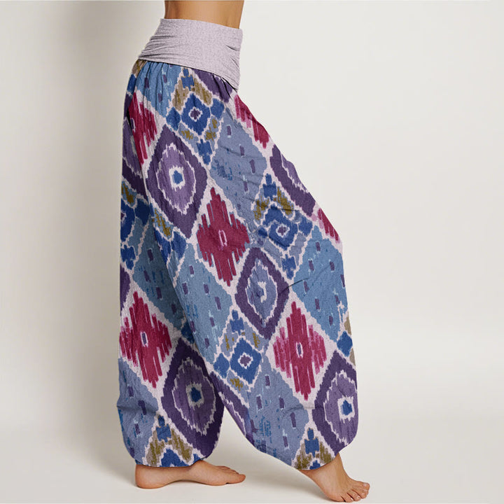 Buddha Stones Plaid Printed Women's Elastic Waist Harem Pants