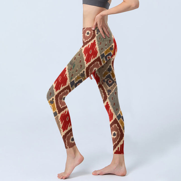 Buddha Stones Plaid Printed Gym Leggings Women's Yoga Pants