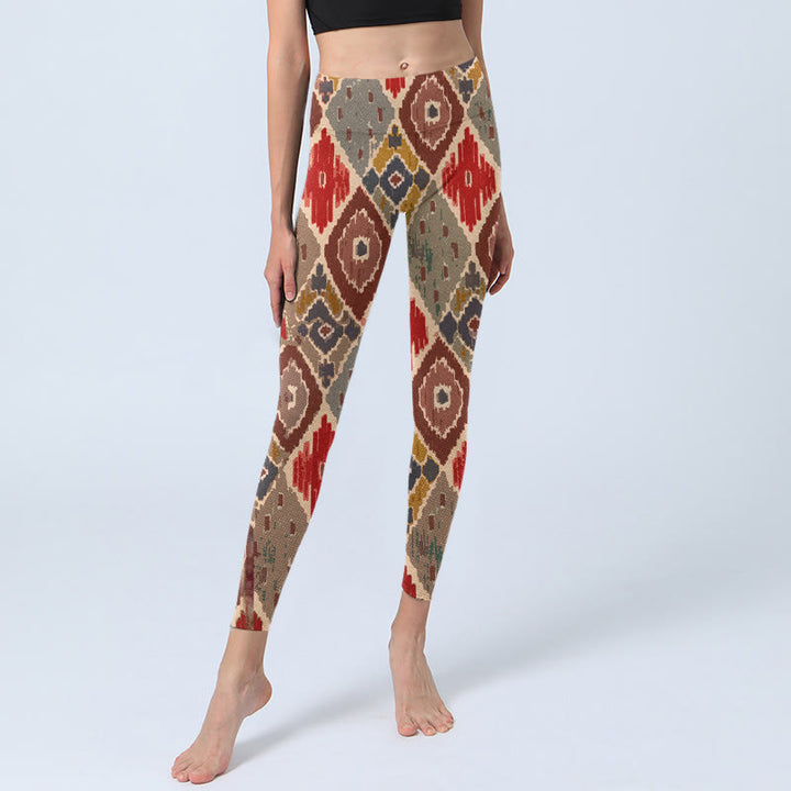 Buddha Stones Plaid Printed Gym Leggings Women's Yoga Pants - image 6