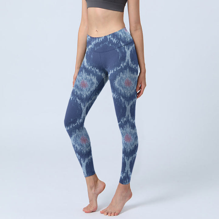 Buddha Stones Navy Blue White Design Gym Leggings Women's Yoga Pants - Navy - US18，UK/AU22，EU50 (4XL) - image 0