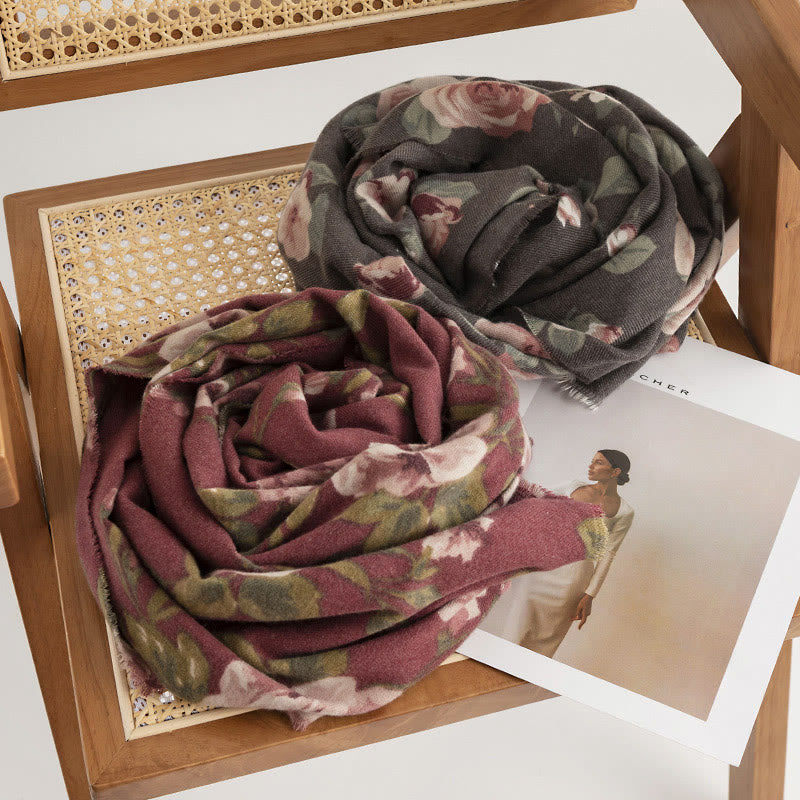 Buddha Stones Tibetan Shawl Garden Rose Fall Winter Cozy Travel Scarf Wrap - image 1