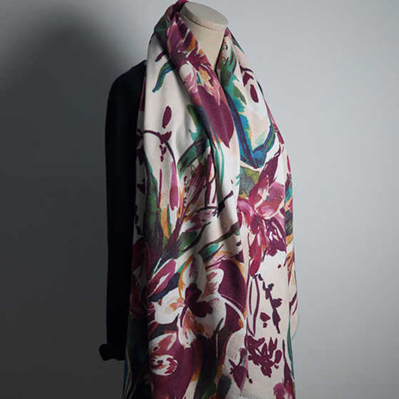 Buddha Stones Tibetan Sweet Colorful Flower Print Shawl Fall Winter Soft Scarf Wrap - image 4